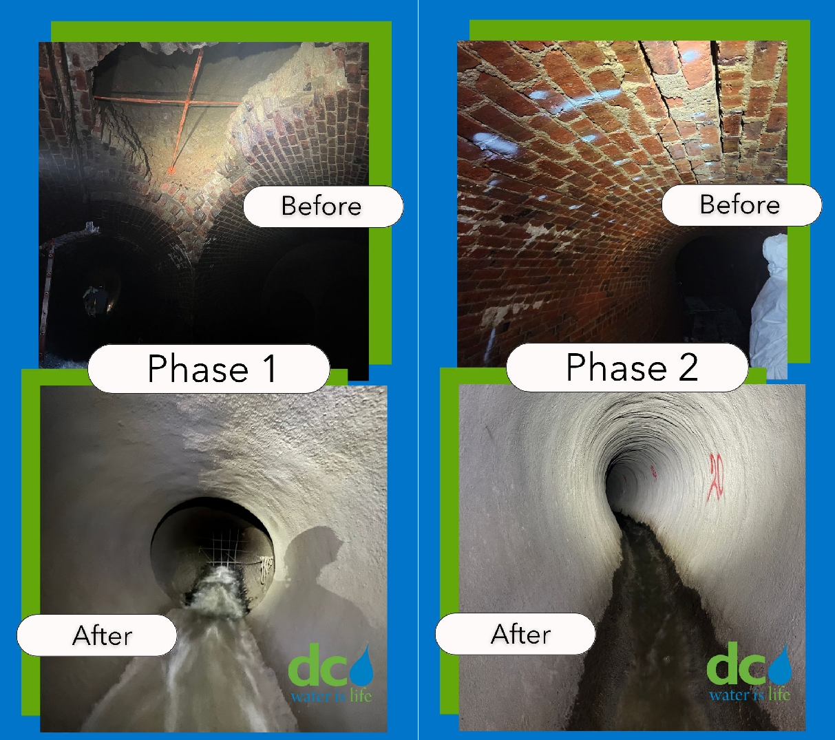 Before and after images of Phase 1 and PIhase 2 work