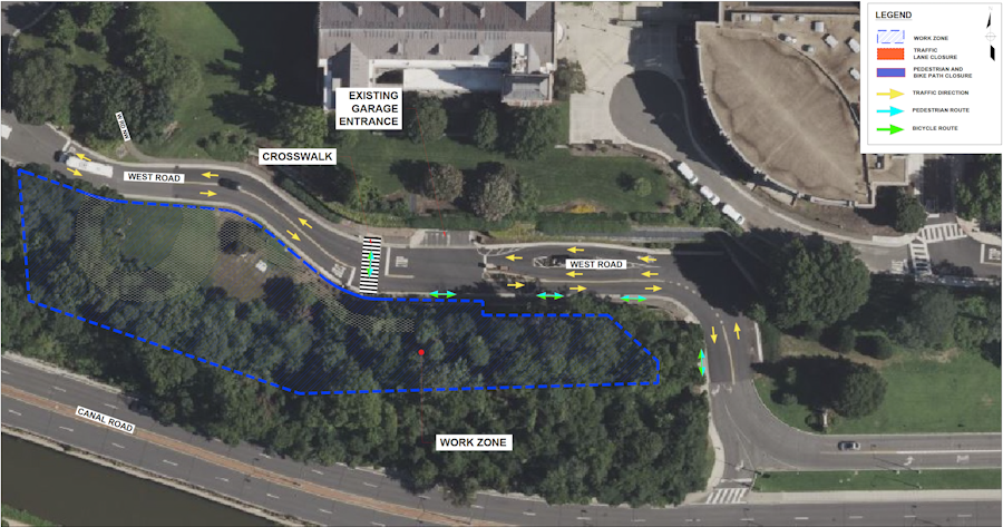 Map highlighting the location of the construction site. 