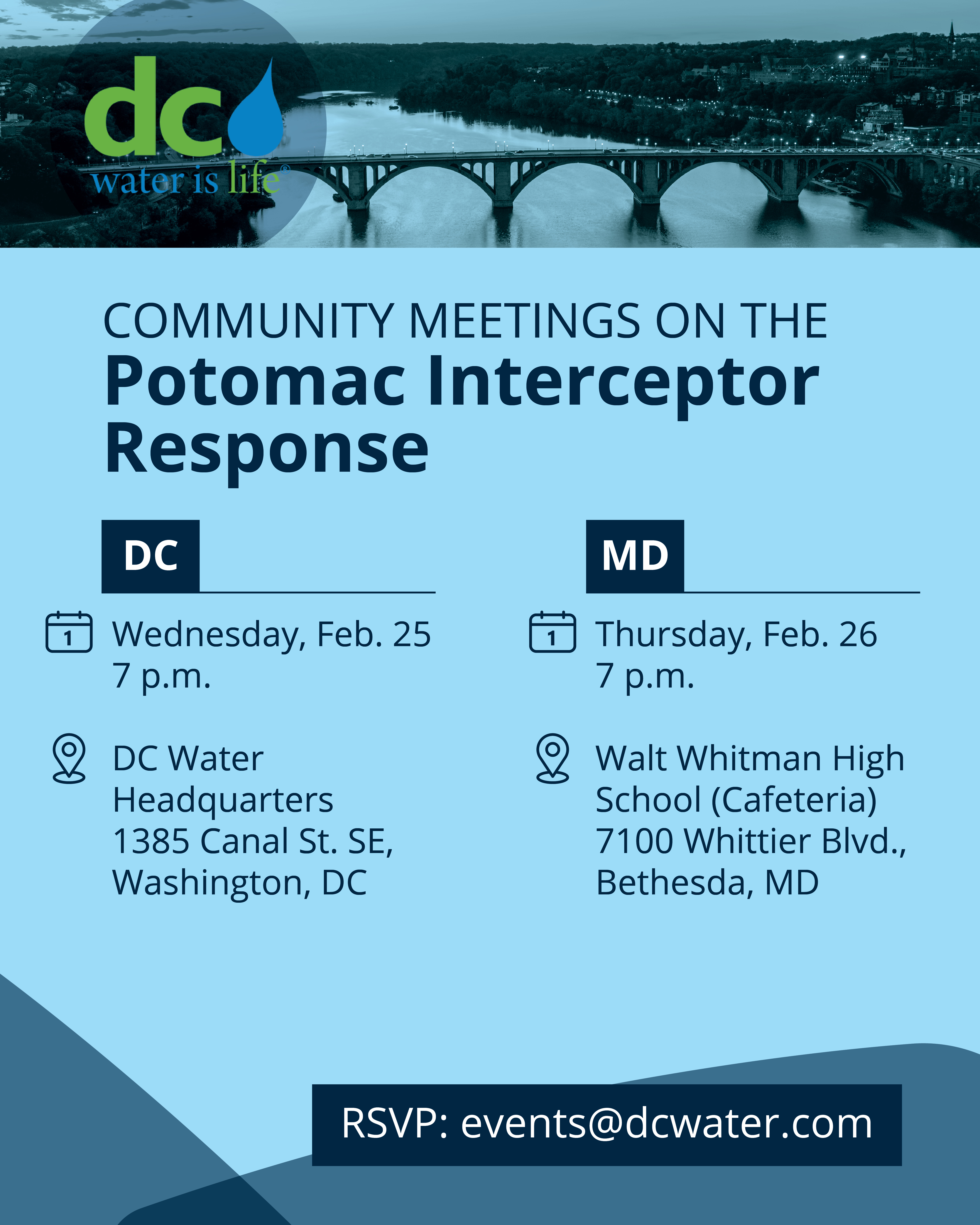 Graphic with logistical details for the meetings