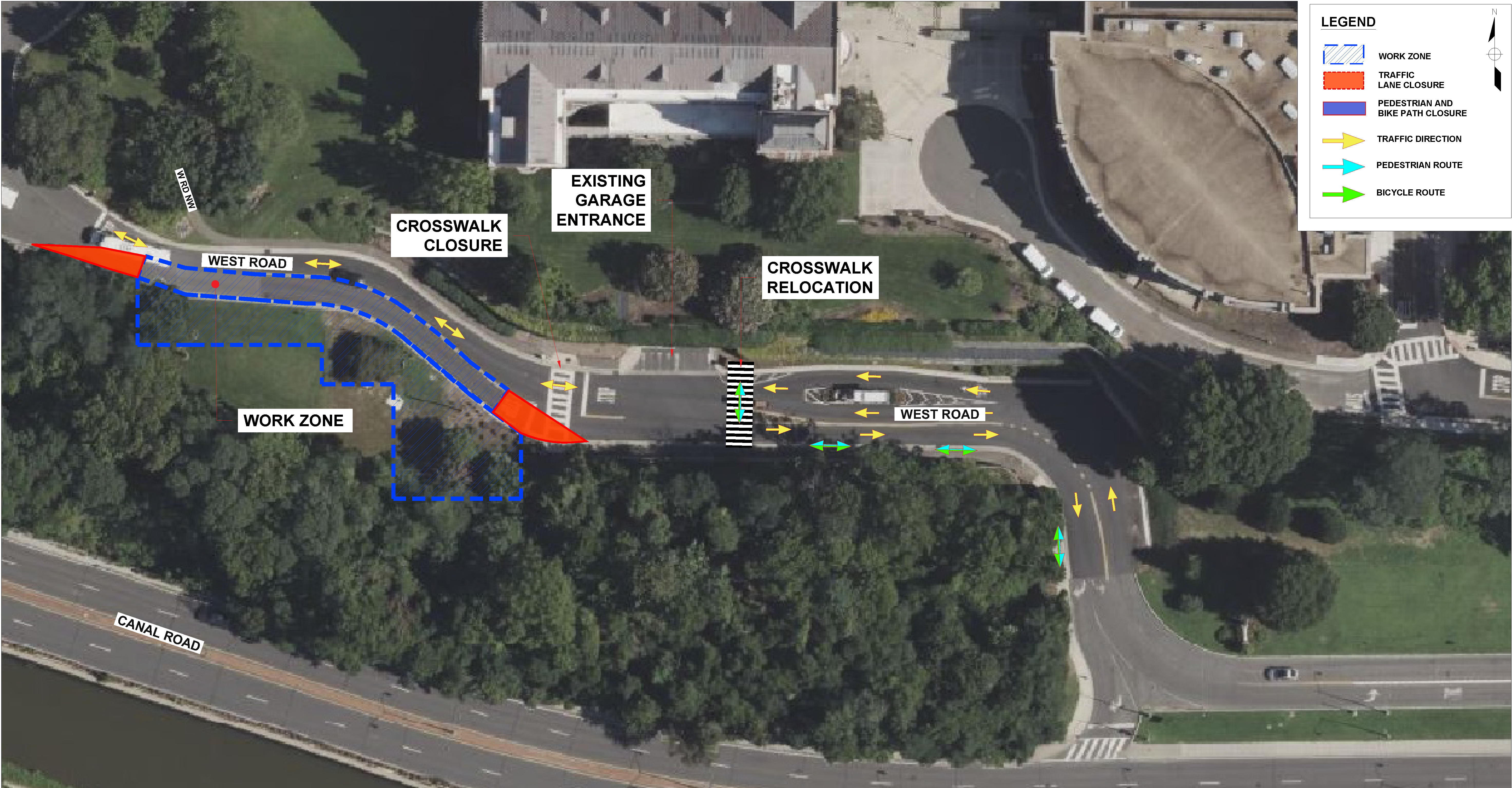 Map A: This map illustrates the sidewalk and lane closures. Traffic will be reduced to one lane during this phase.