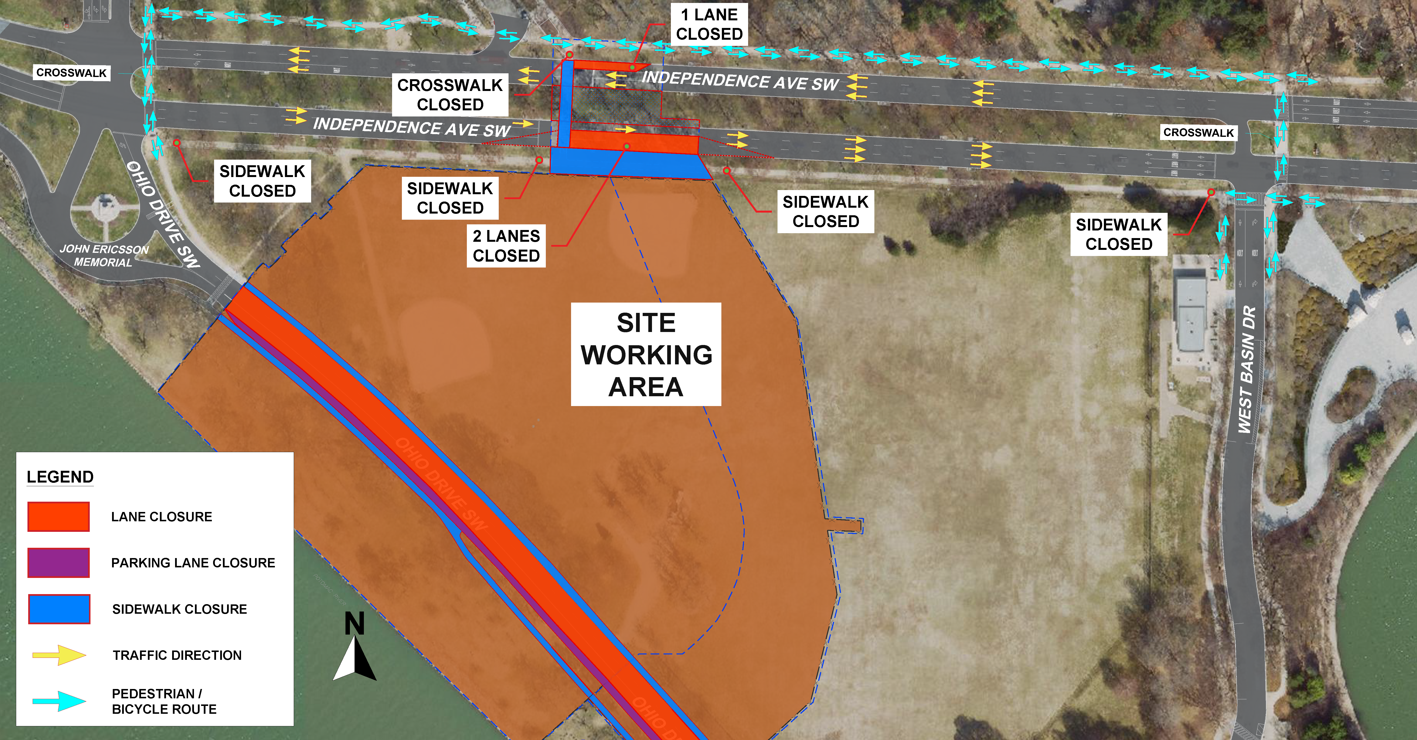 Independence Ave two lane closures