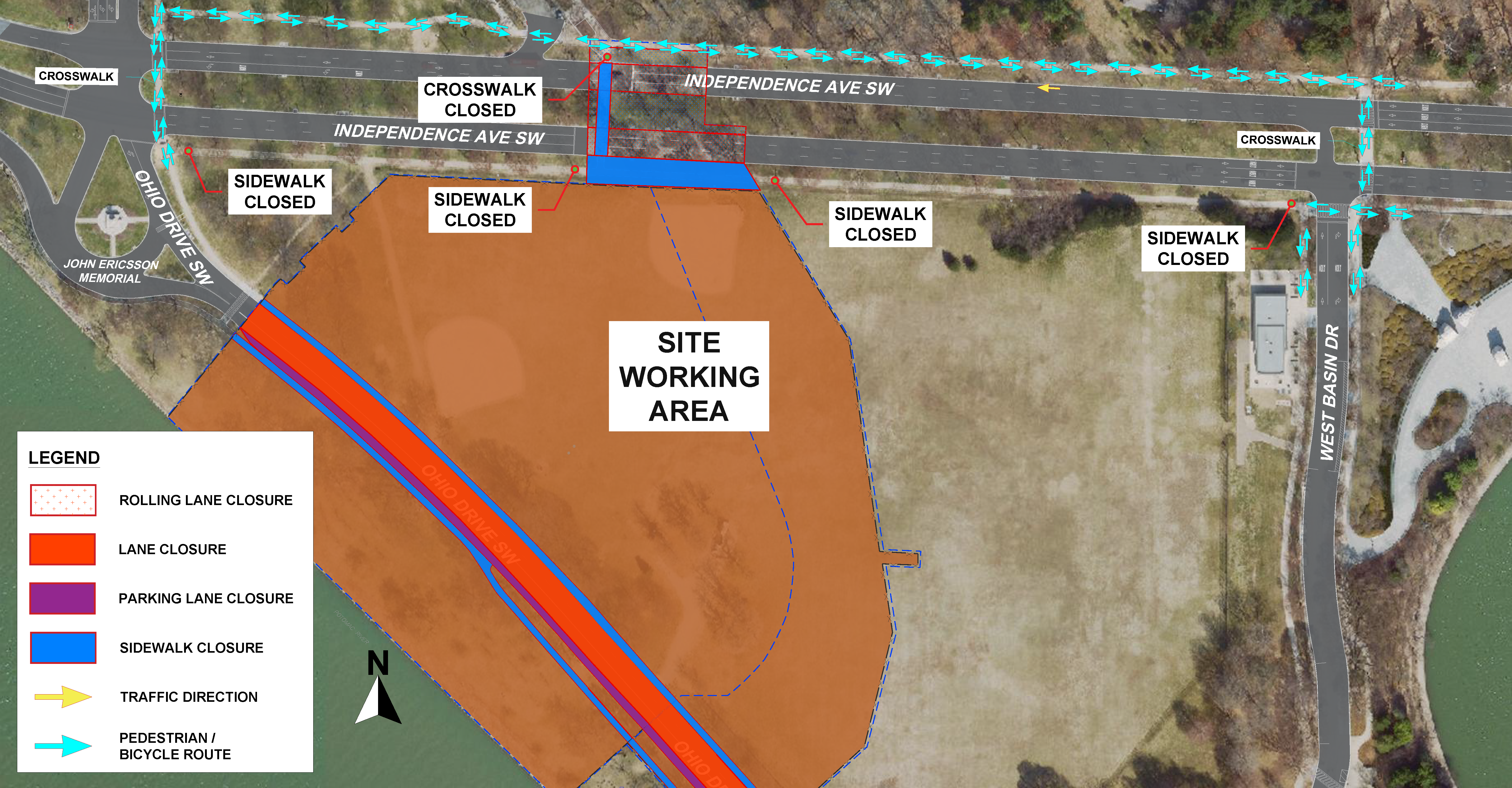Independence Ave pedestrian detour