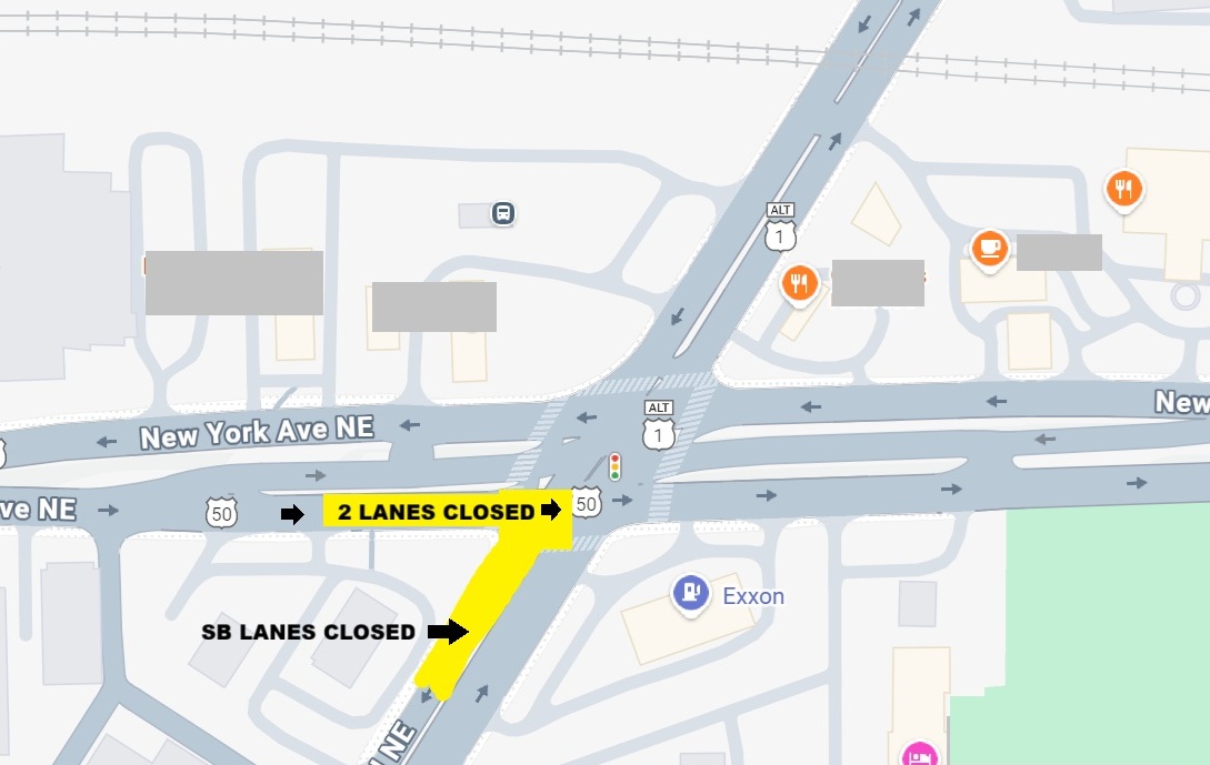 Map of NY Ave and Bladensburg Rd NE