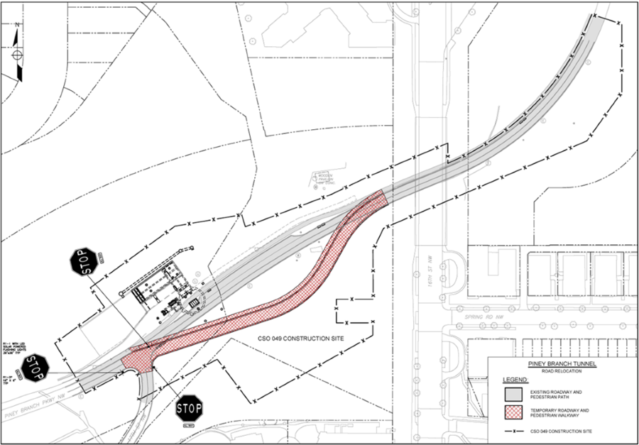 The relocation of Piney Branch Parkway
