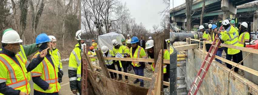 DC Mayor Muriel Bowser with DC Water CEO David L. Gadis on site