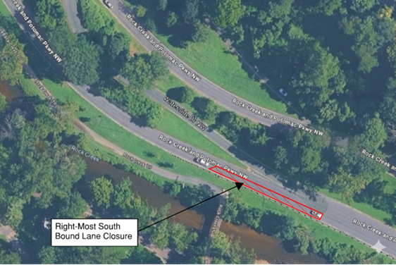 Right most southbound lane closure