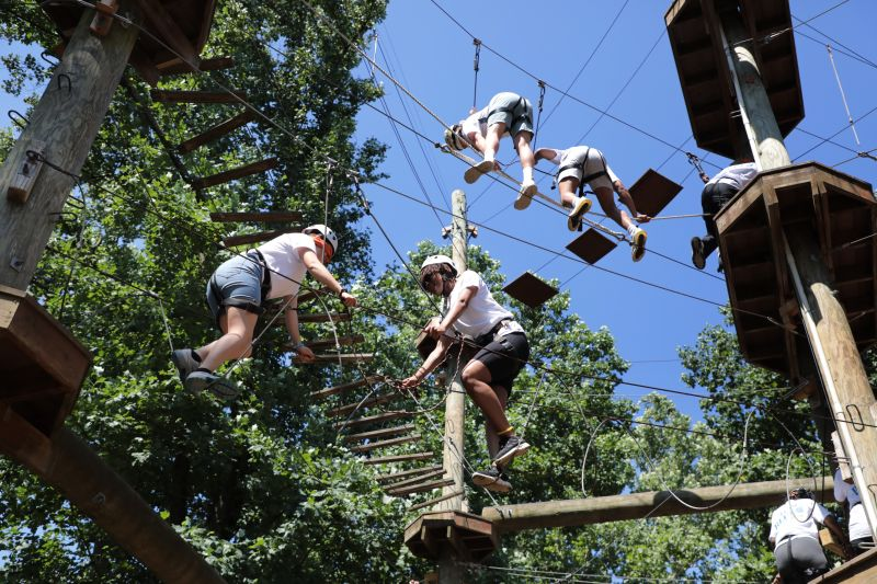 interns on obstacle course