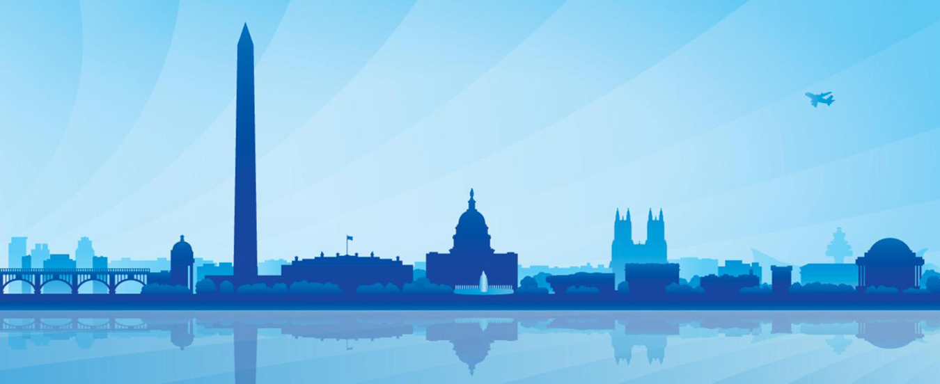 Graphic silhouette of DC landmarks and monuments
