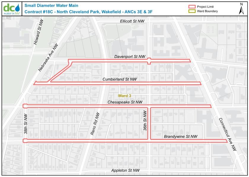 SMALL DIAMETER WATER MAIN REPLACEMENT PROJECT  North Cleveland Park and Wakefield Neighborhoods ADVISORY NEIGHBORHOOD COMMISSION 3E and 3F