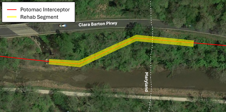 Maryland-DC Border along Clara Barton Parkway Potomac Interceptor Rehabilitation