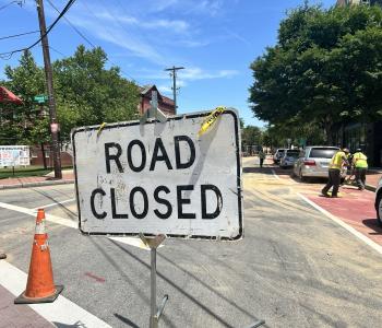 Road closed sign
