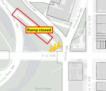 P Street NW Ramp to Rock Creek & Potomac Parkway mapi Map of ramp from P Street NW onto Rock Creek Parkway