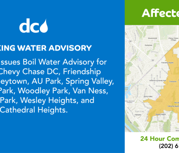 graphic with list of affected areas and map