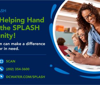 SPLASH graphic with program information and QR code