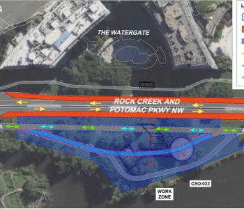 Map of construction area and detours