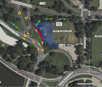 Map of construction area and road closures 