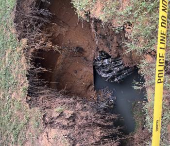Photo of collapsed sewer main