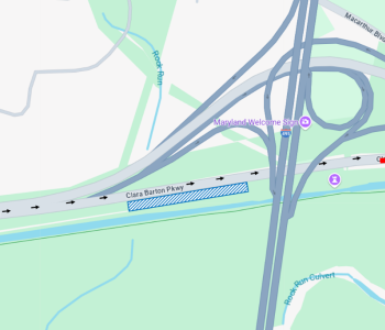 Clara Barton Parkway Potomac Interceptor Construction Map of construction area on Clara Barton Parkway near I495