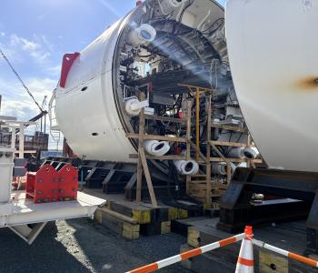 Section of Tunnel Boring Machine Mary being prepared for excavation to begin