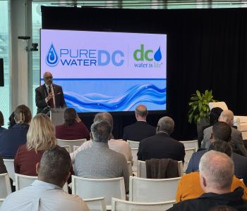 DC Water CEO David Gadis addresses audience at Pure Water DC Event