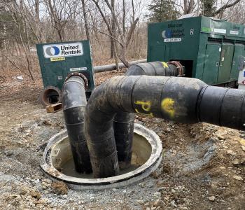 Three pumps installed as part of the bypass system