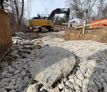 Photo of giant rock and boulder removed