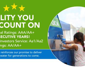 Photo of person getting water saying Stability You can County on and listing the ratings from each agency