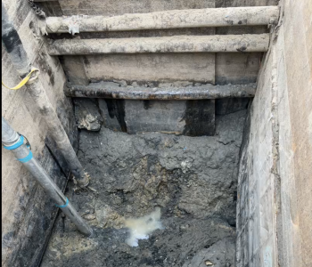 Image of the collapse site drained of water