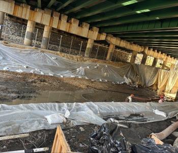 Photo showing work between locks 13 and 14 where sludge has been removed