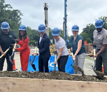 DC Water Officials with NPS and ANC commissioners doing ceremonial groundbreaking