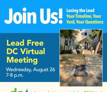 Lead Free DC Flyer with information about Virtual Community Meeting