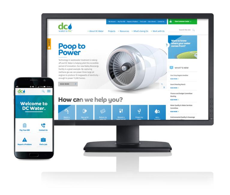 DC Water's new website and mobile interface Image of new website
