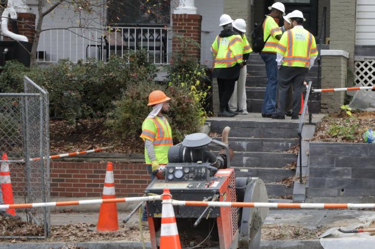 Lead Free DC Service Line Replacement Tour Lead Fee DC workers at home getting lead service line replacement