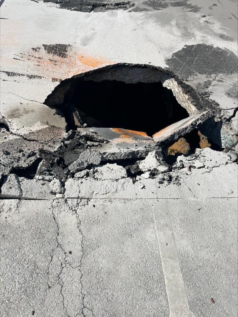 South Dakota Ave sinkhole sinkhole on exit to South Dakota Avenue Northeast
