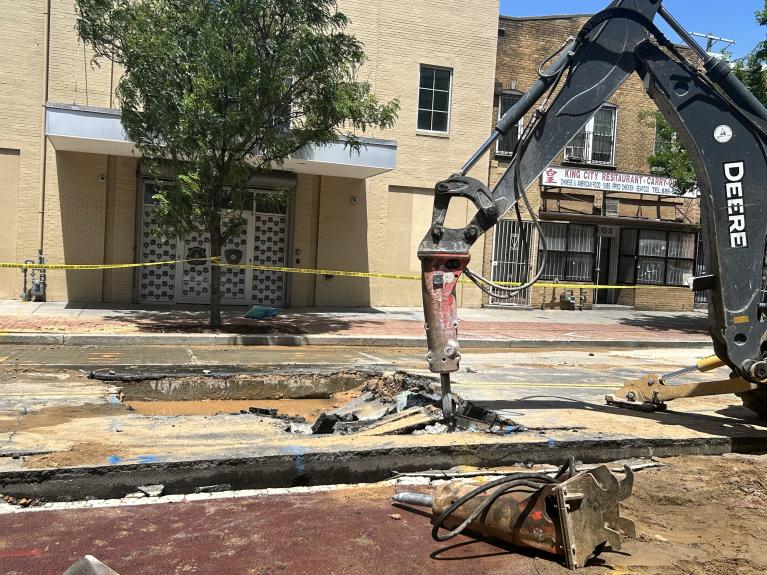 Martin Luther King Jr SE Water Main Break Excavation of water main break