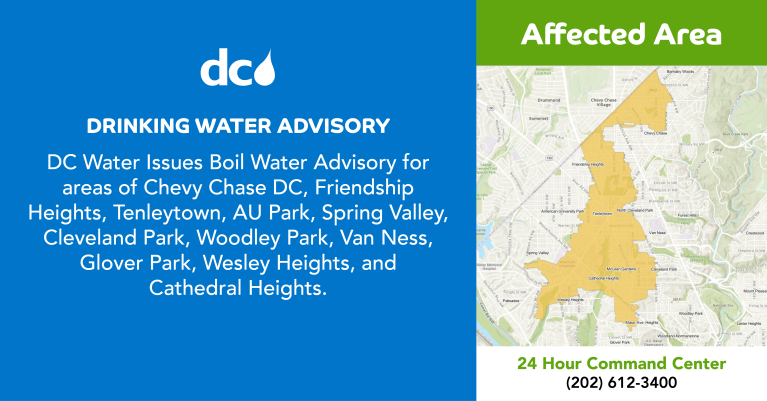 graphic with list of affected areas and map