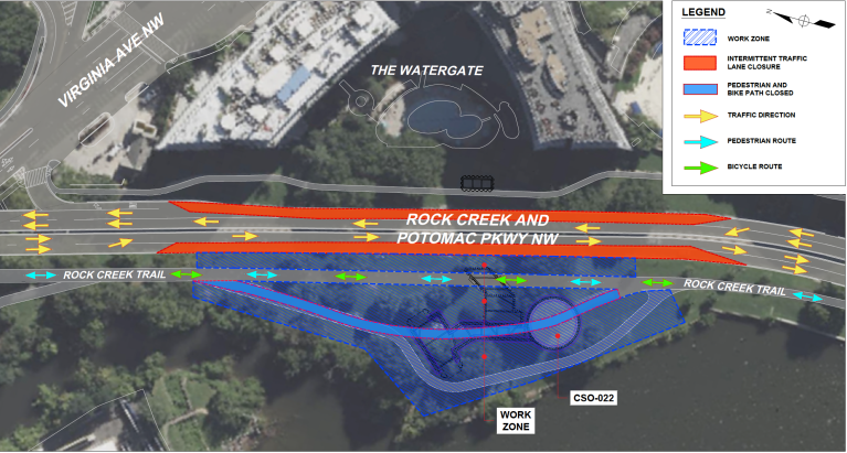 Rock Creek Trail Site Map Map of construction area and detours