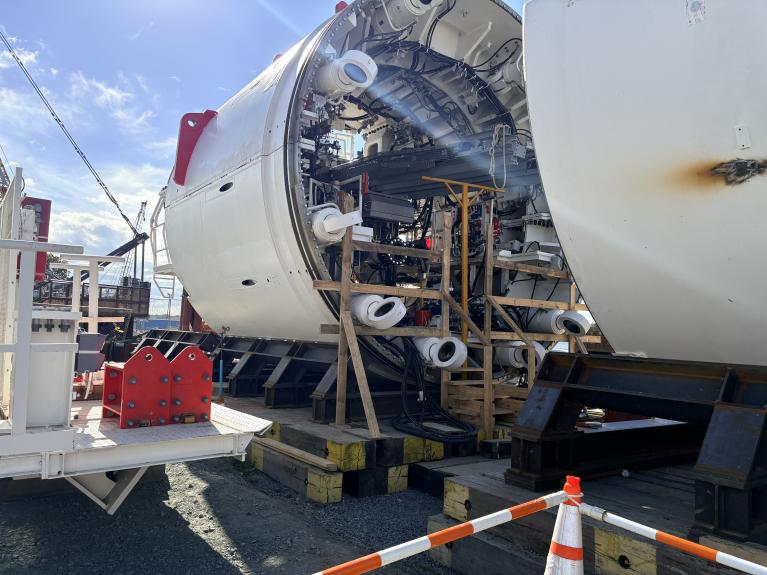 Section of Tunnel Boring Machine Mary Section of Tunnel Boring Machine Mary being prepared for excavation to begin