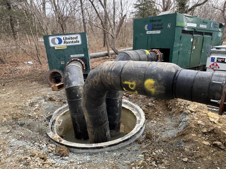 Three pumps installed as part of the bypass system