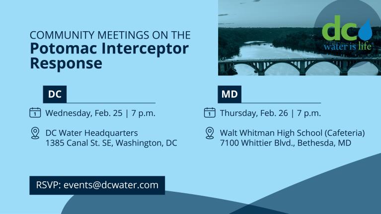 Graphic with details about the two community meetings.