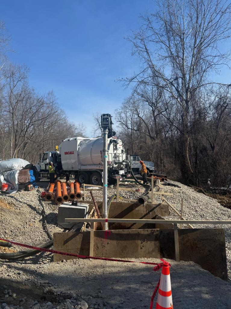 Truck mounted vacuum cleaning the Potomac Interceptor