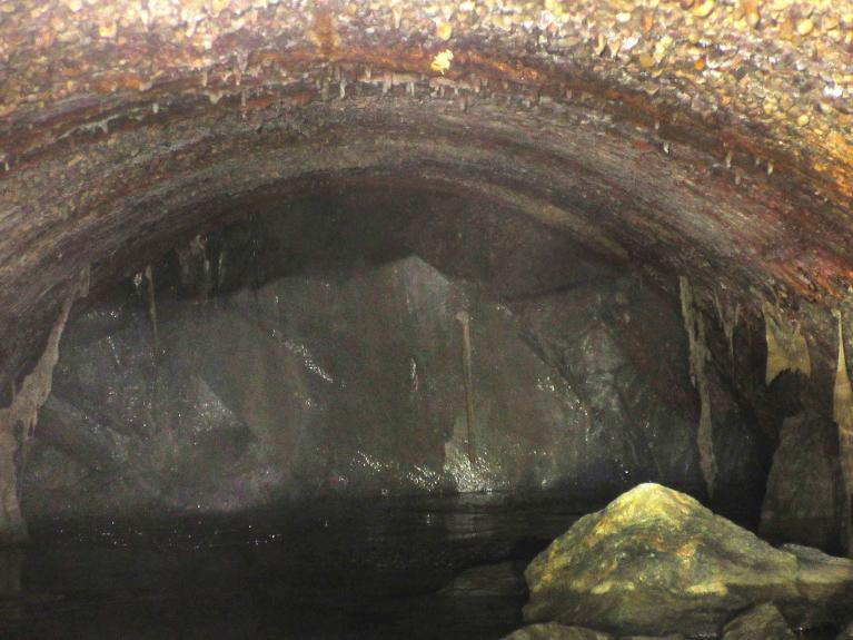 Image of rock blockage taken by CCTV inside the Potomac Interceptor downstream of the collapse