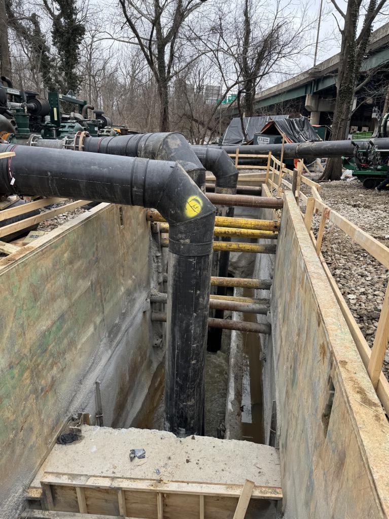 Photo fo new access pit for enhanced bypass and pumps