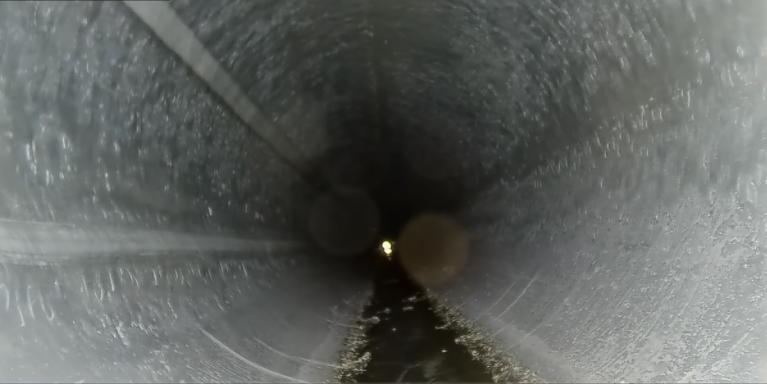 Photo of inside Potomac Interceptor at Dulles showing newly lined tunnel 