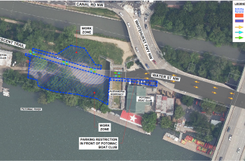 Water St NW south side construction Map of Watet St NW showing road closures