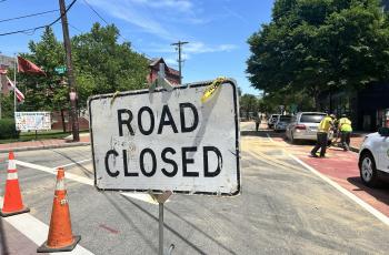 Road closed sign