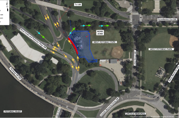 Map of construction area and road closures 