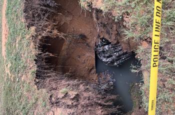 Anacostia Force Main Failure Photo of collapsed sewer main