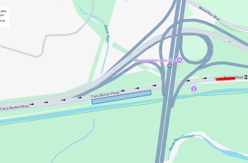 Map of construction area on Clara Barton Parkway near I495 