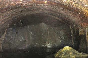 Image of rock blockage taken by CCTV inside the Potomac Interceptor downstream of the collapse